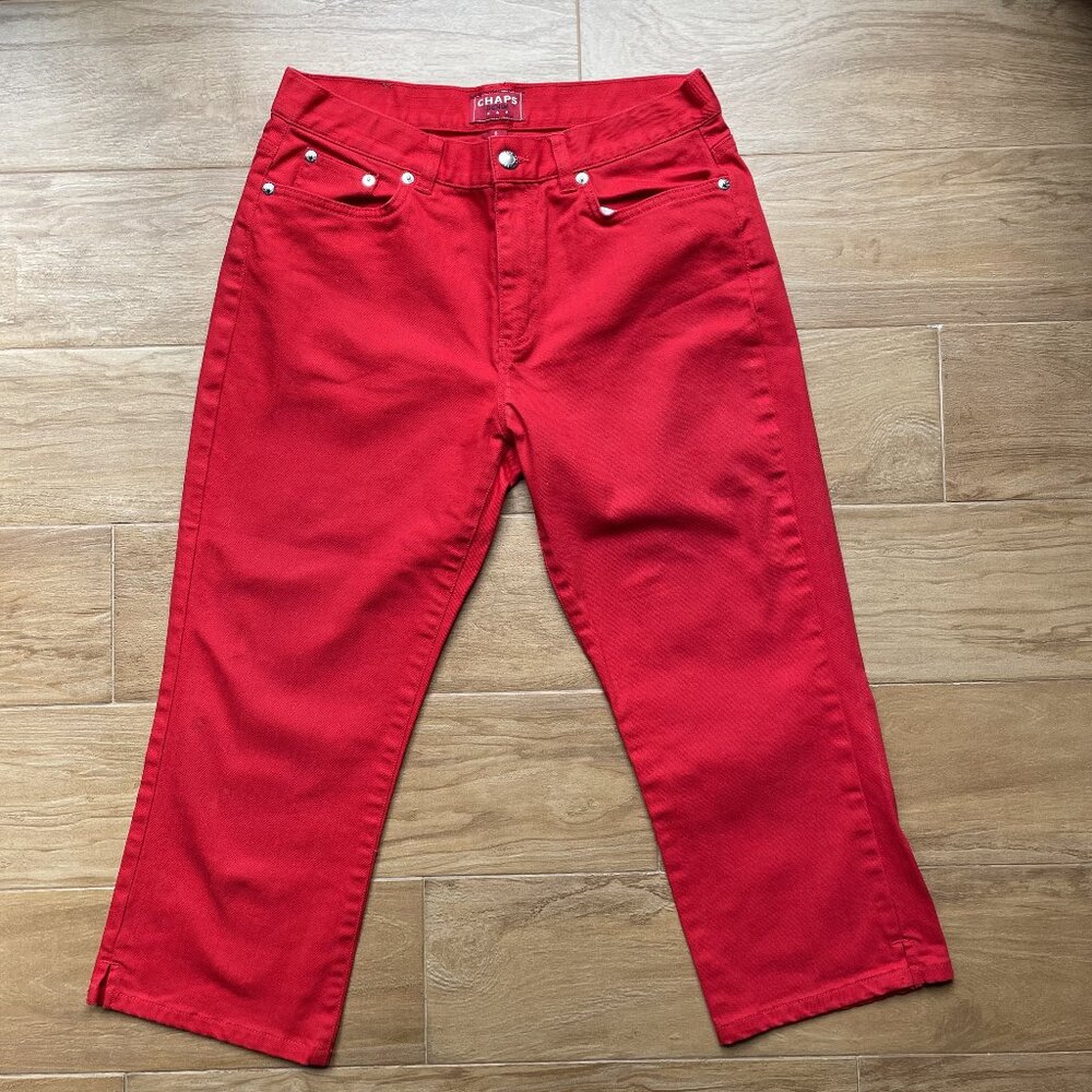 Chaps Denim Capri Pants in Red Size 6